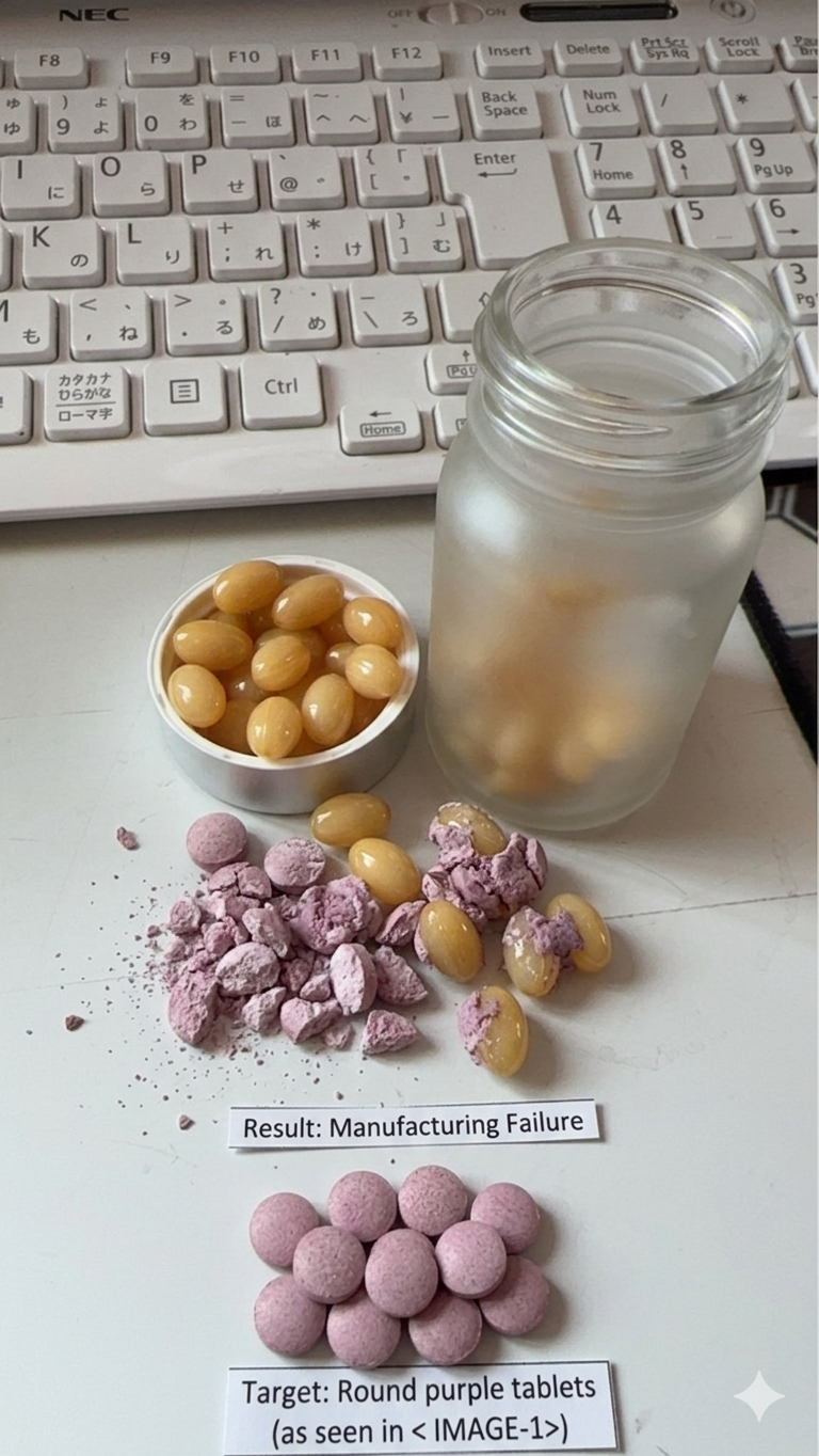 Nattokinase and CoQ10 supplement development process with hard capsules and tablets samples